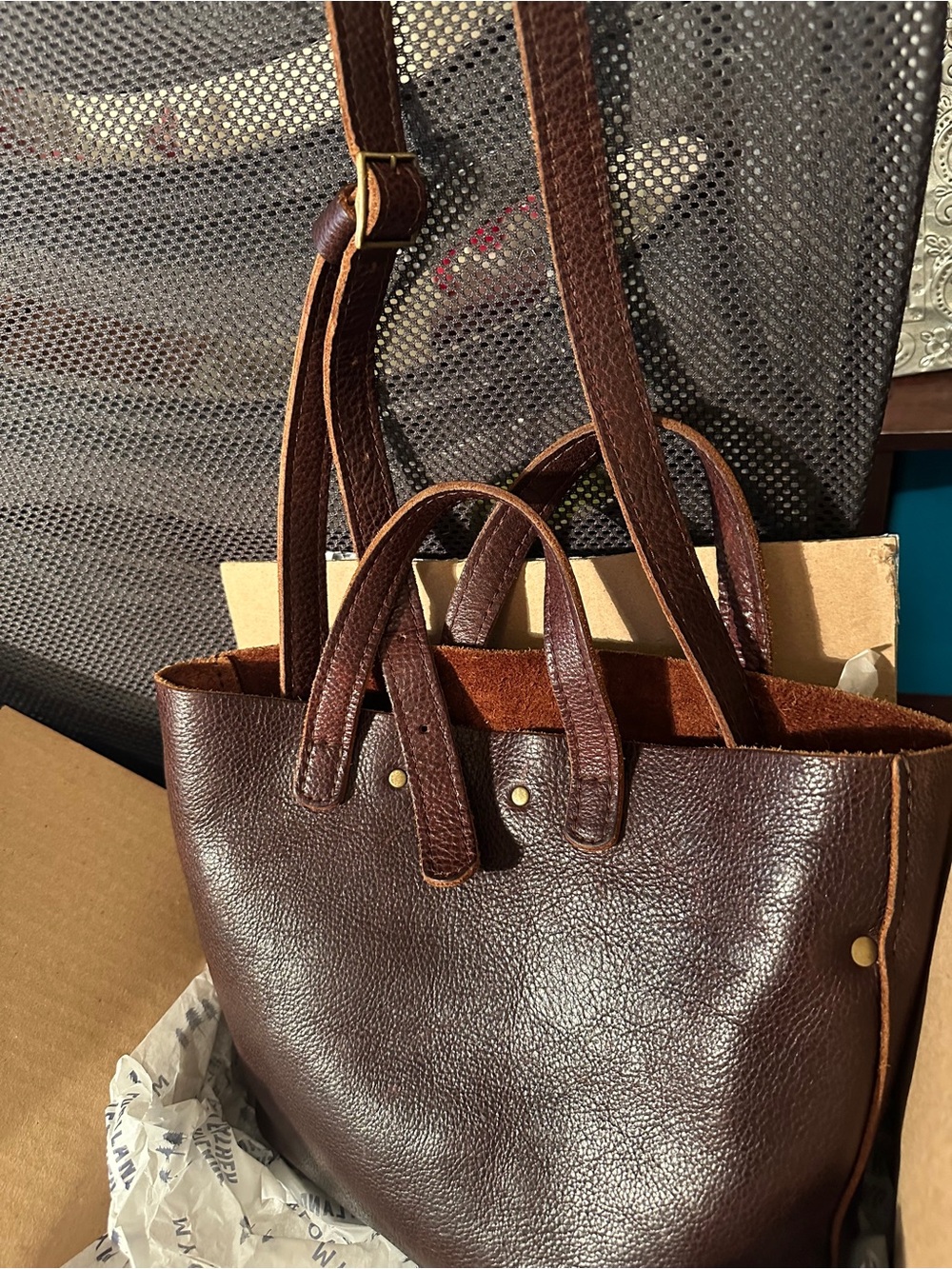 Mini Crossbody Tote - ColdBrew Brown Leather Portland Leather Goods - Picture 6 of 14